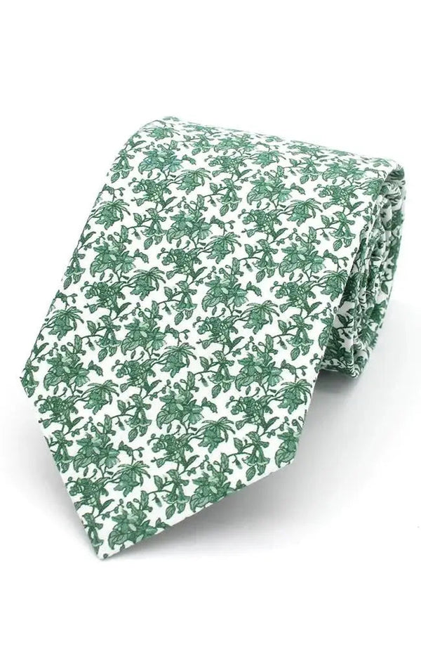 L A Smith Green Delicate Floral Tie And Hank Set - Accessories