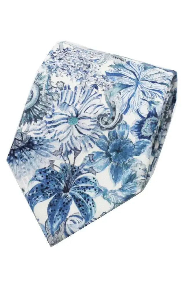 Liberty Fabric Blue Cotton Tie - Accessories
