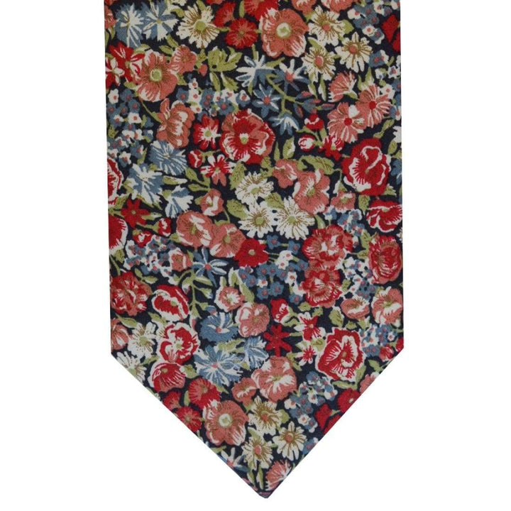 Liberty Fabric Chive Red Coral Pure Cotton Tie - Accessories