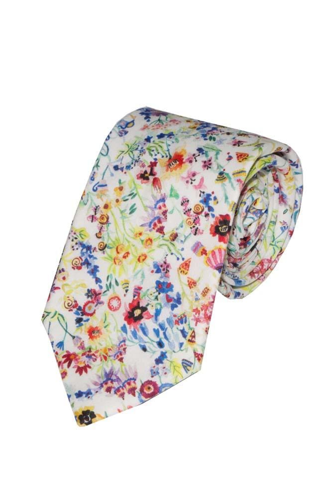 Liberty Fabric Floral Picnic Pink Cotton Tie - Accessories