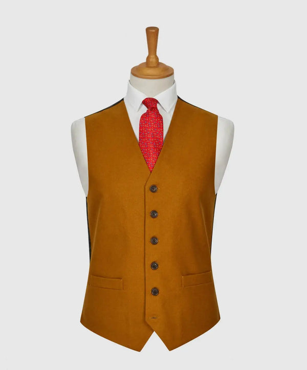 L A Smith Musturd Plain Country Waistcoat - Suit & Tailoring
