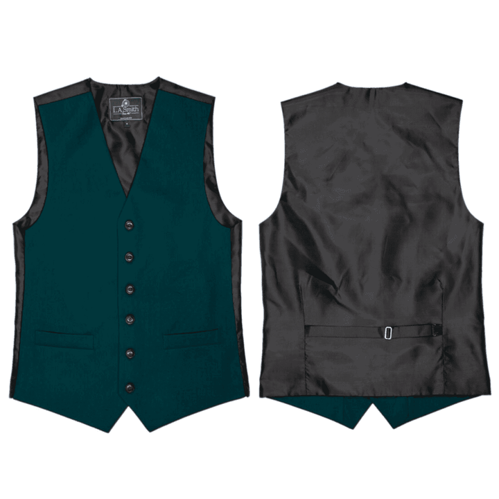L A Smith Dark Teal Plain Country Waistcoat - S - Suit & Tailoring