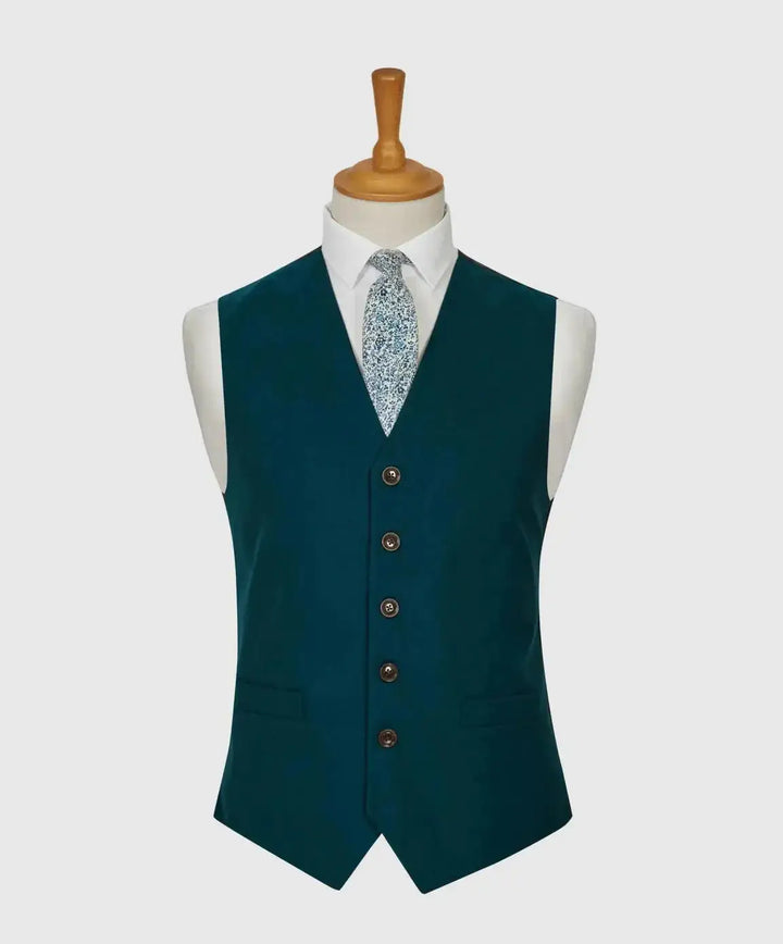 L A Smith Dark Teal Plain Country Waistcoat - Suit & Tailoring