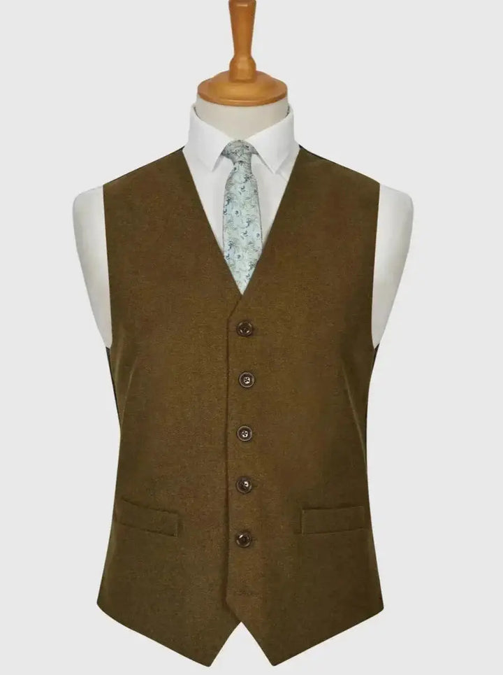 L A Smith Green Plain Country Waistcoat - Suit & Tailoring
