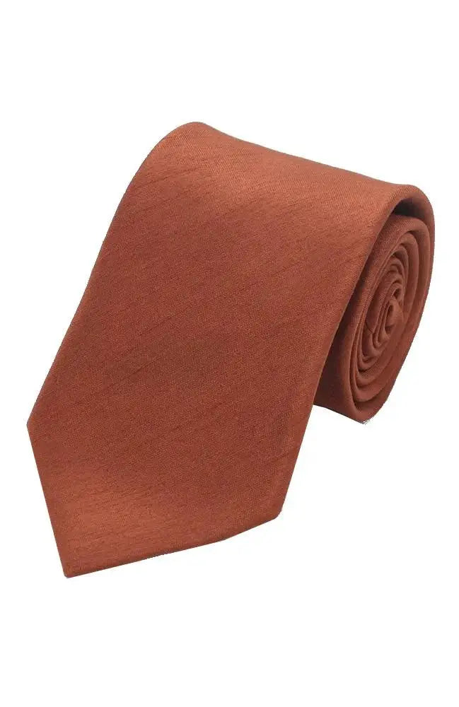 LA Smith Plain Poly Shantung Tie - Dark Copper - Accessories
