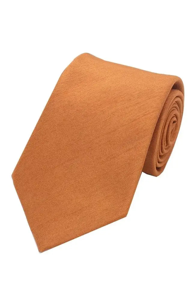 LA Smith Plain Poly Shantung Tie - Cinnamon - Accessories