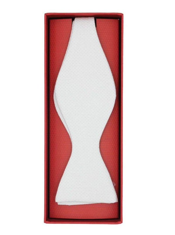 LA Smith Self Tie Premium Cotton White Marcella Bow Tie - 14.5 - accessories