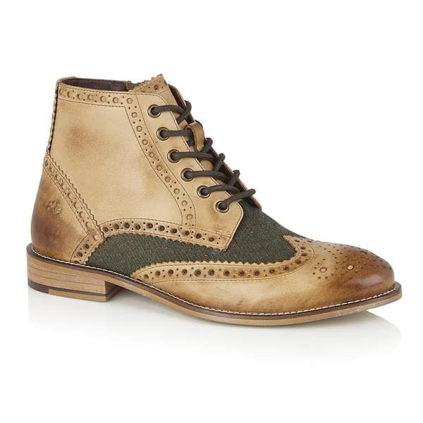 London Brogue Gatsby Boot Tan/Green Tweed Men’s Boots - UK8 | EU42 - Boots