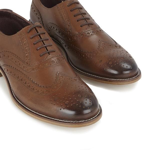 London Brogue Gatsby Leather Brogue Chestnut Men’s Shoes - Shoes