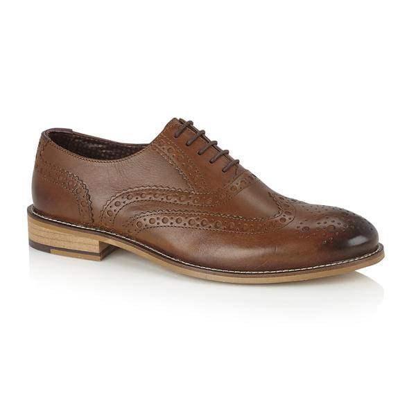 London Brogue Gatsby Leather Brogue Chestnut Men’s Shoes - UK7 | EU41 - Shoes