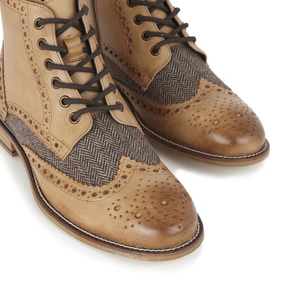 London Brogue Gatsby Tan Tweed Men’s Boots - Boots