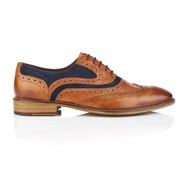 Brogue Shelby Oxford Tan Navy Shoes - Shoes