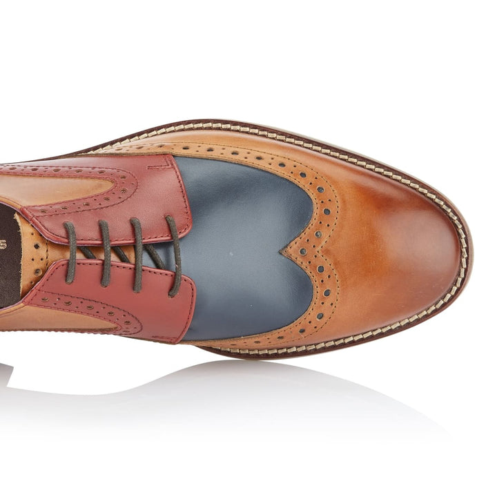 Tommy Derby Tan/Blue/Red Brogue Shoes - Shoes