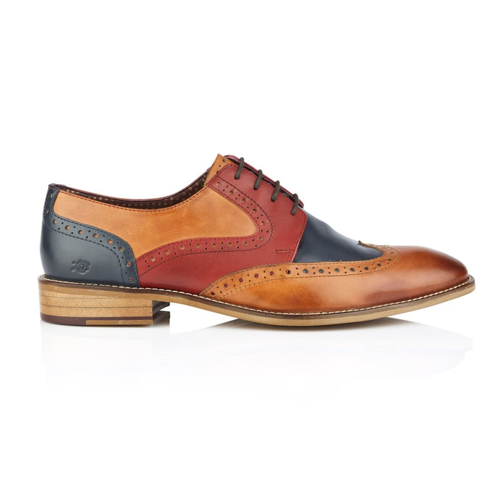 Tommy Derby Tan/Blue/Red Brogue Shoes - Shoes