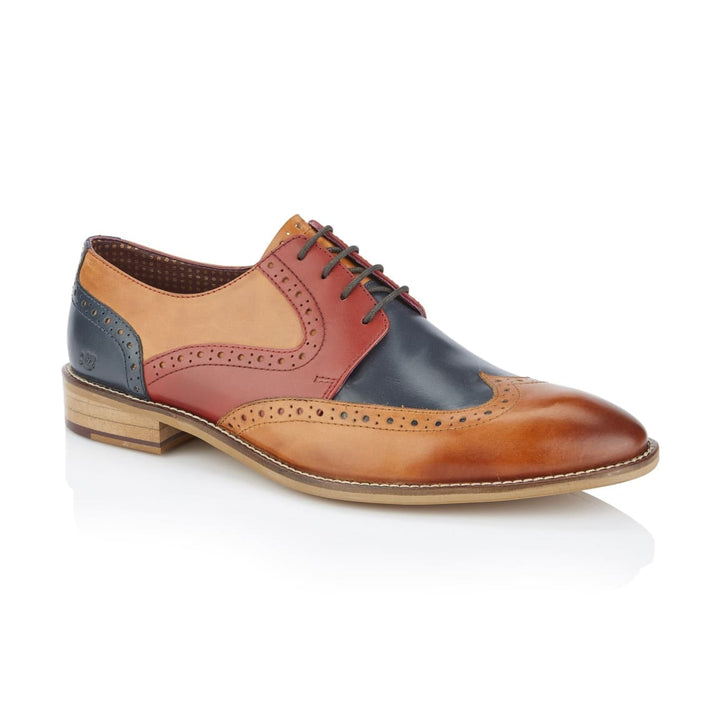 Tommy Derby Tan/Blue/Red Brogue Shoes - Shoes