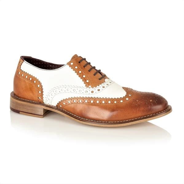 London Brogue Gatsby Brogues Tan/White Men’s Shoe - UK7 | EU41 - Shoes