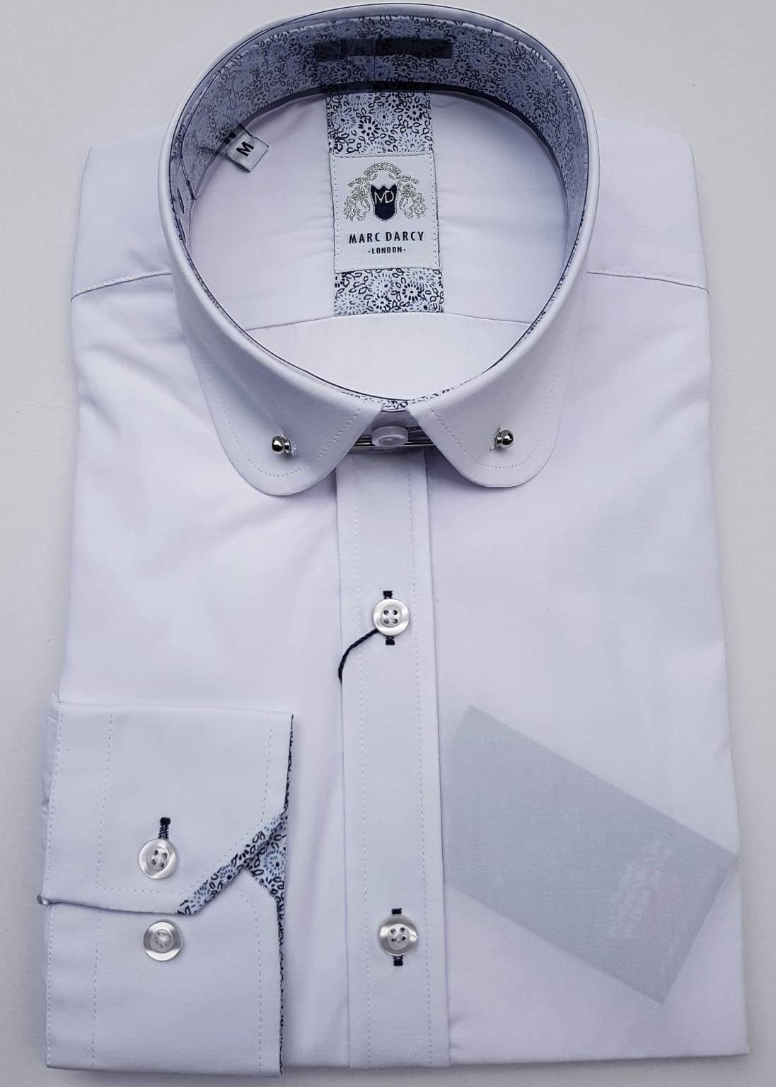 Marc Darcy | Marc Darcy Benson White Penny Collar Shirt With Collar Bar ...