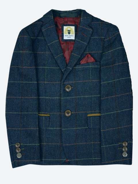 Marc Darcy Boy’s Eton 3 Piece Navy Tweed Suit - Suit & Tailoring