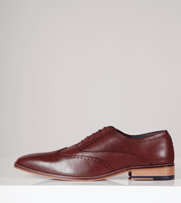 Marc Darcy Carson Bordeux Burgundy Wingtip Oxford Brogue Shoe - 6 - Shoes