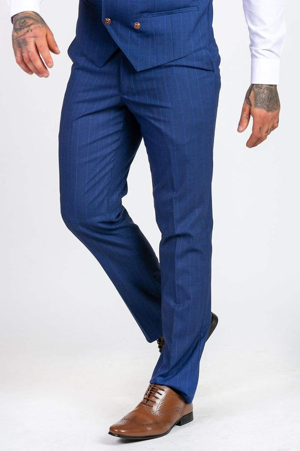 Marc Darcy Conrad Royal Blue Pinstripe Trousers - Suit & Tailoring