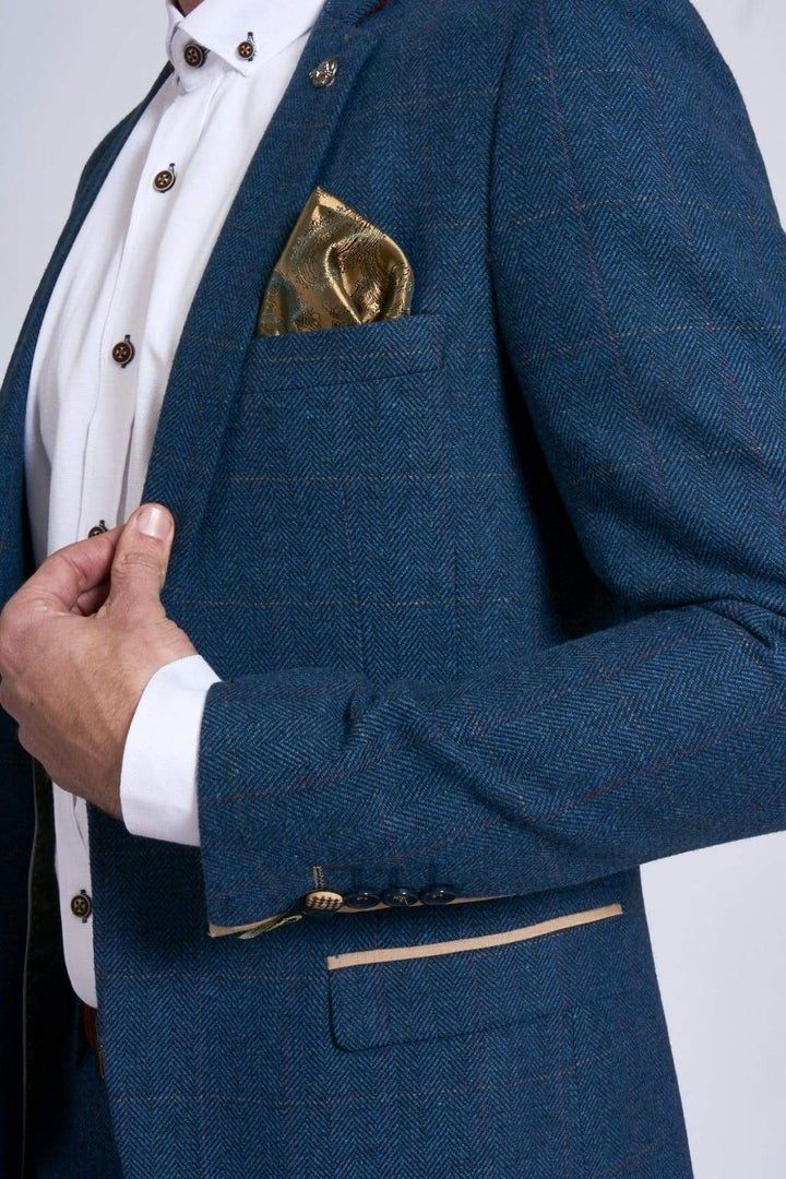 Marc Darcy Dion Blue Tweed Two Piece Suit - Suit & Tailoring
