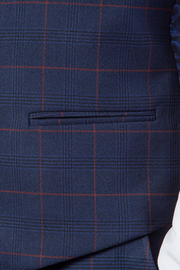 Marc Darcy Edinson Navy Check Single Breasted Waistcoat - Suit & Tailoring