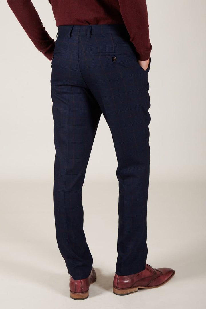 Marc Darcy Edinson Navy Check Trousers - Suit & Tailoring