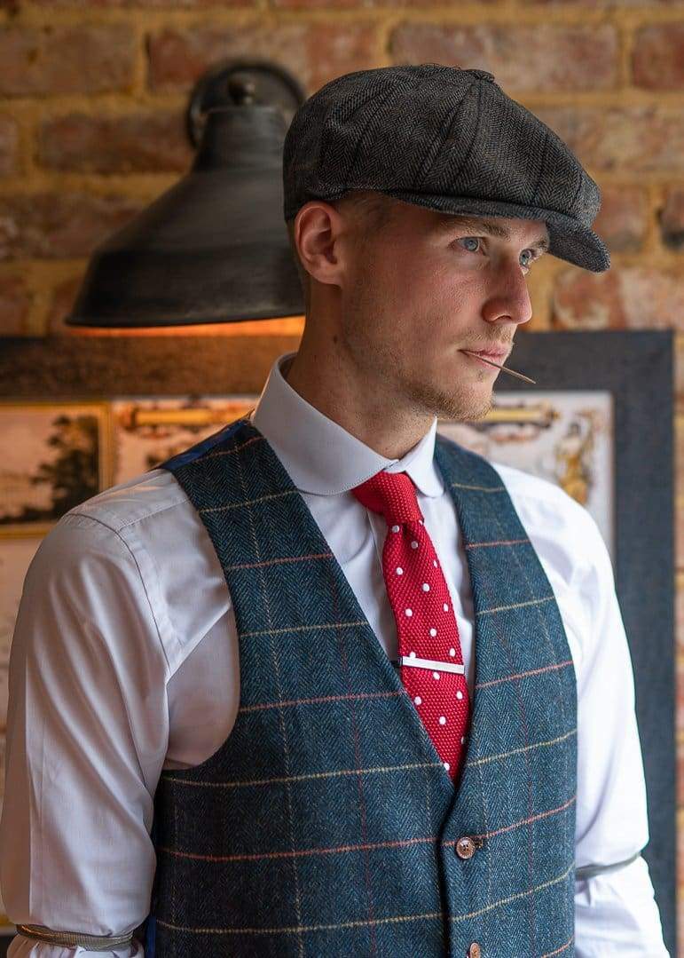 Marc Darcy Men's Slim Fit Tweed Blazer & Waistcoat Set - Formal Smart Casual Dinner Jacket