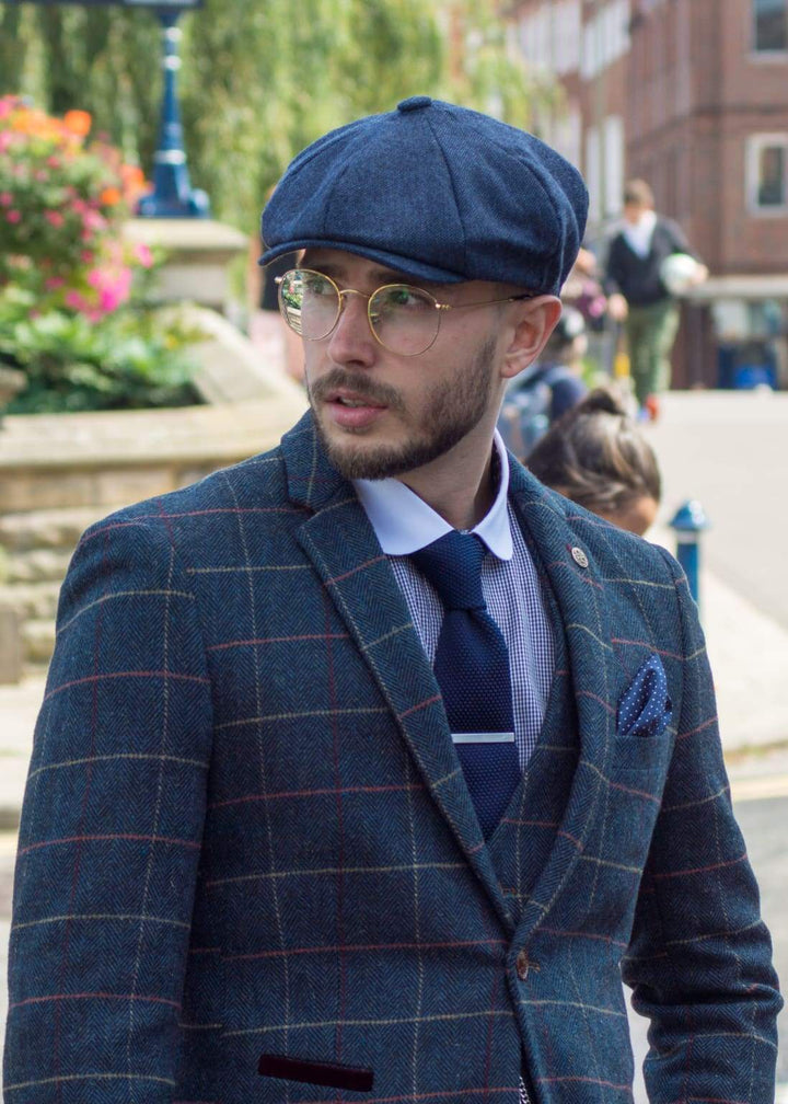 Marc Darcy Marc Darcy Eton Navy Blue Tweed Check Piece Suit