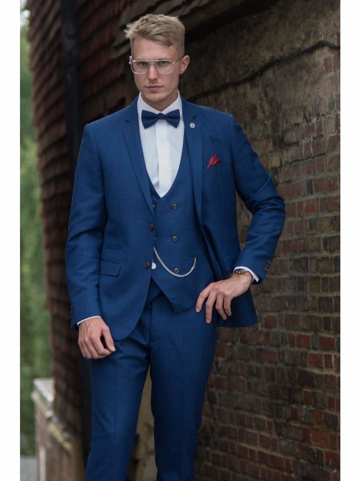 Navy Blue Bow Tie Blue Prom Suits 2019 MEN LINEN SUIT Piece Brown