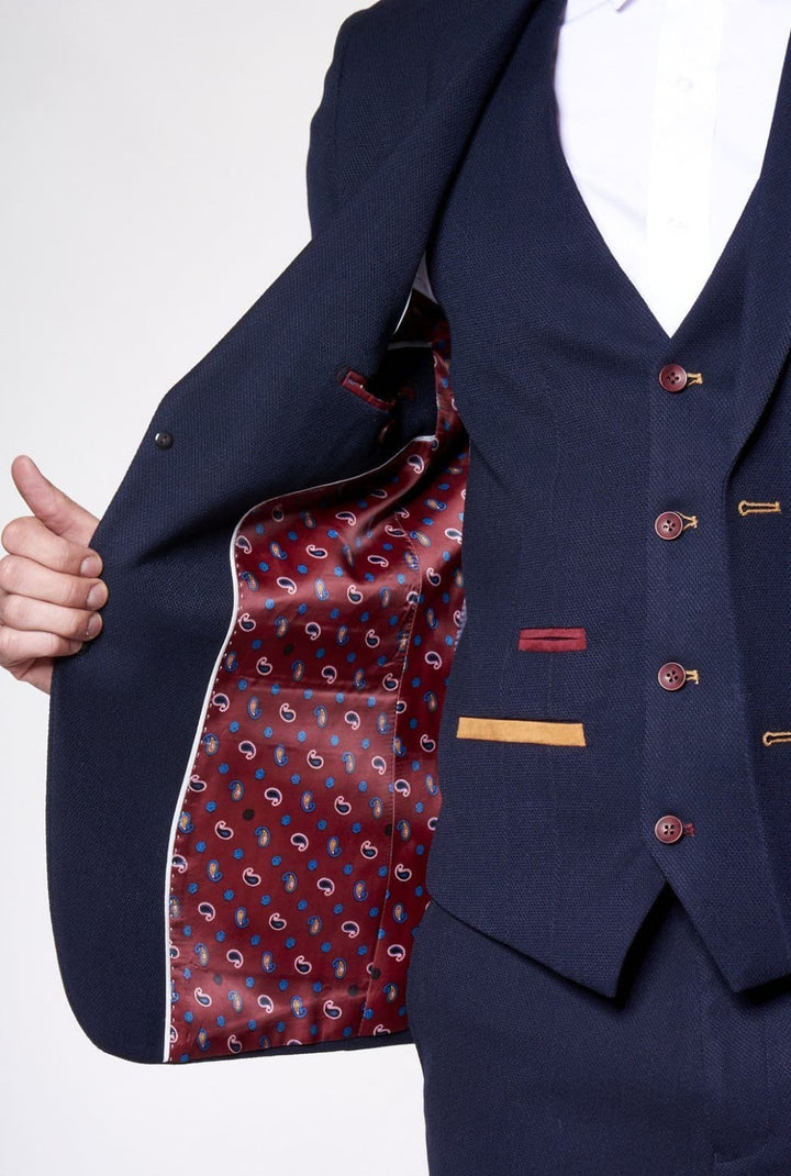 Marc Darcy JD4 Navy Contrast Trim Blazer - Suit & Tailoring
