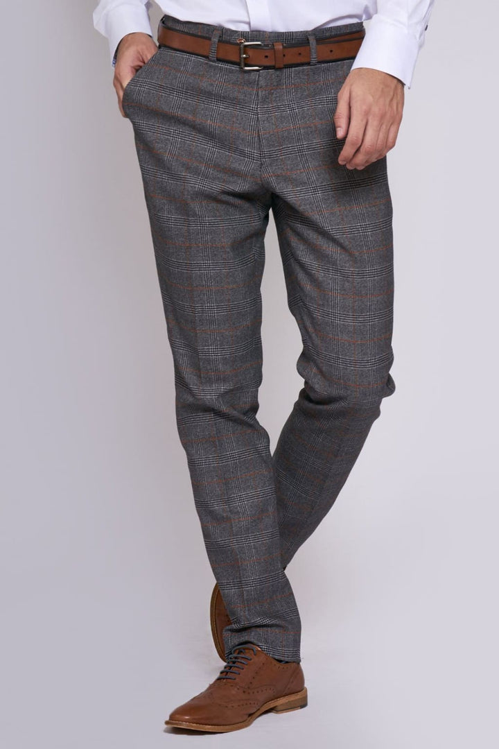 Marc Darcy Jenson Grey Check Trousers - Suit & Tailoring