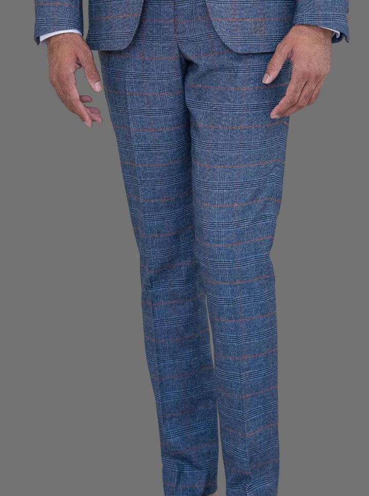 Marc Darcy Jenson Sky Blue Check Trousers - Suit & Tailoring