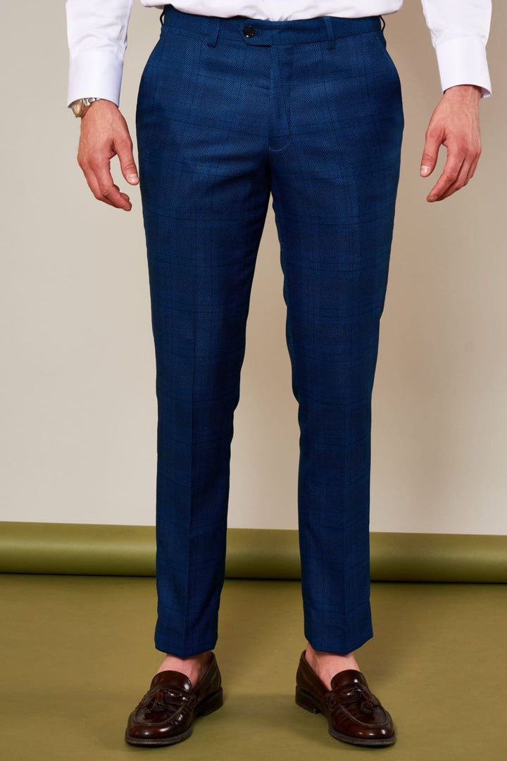 Marc Darcy Jerry Blue Check Trousers - Suit & Tailoring