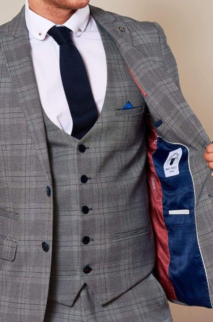Marc Darcy Jerry Grey Check Blazer - Suit & Tailoring