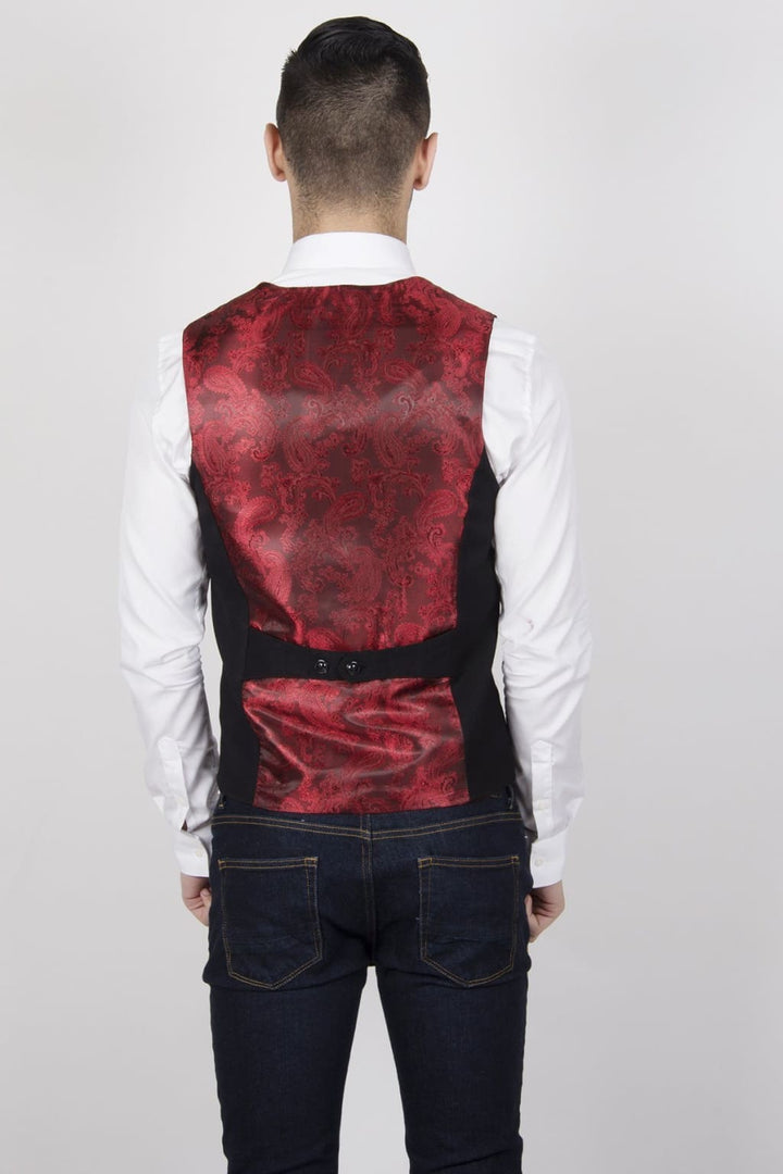 Marc Darcy Kelly Mens Black Single Breasted Waistcoat - Suit & Tailoring