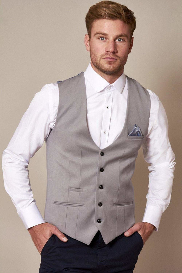 Marc Darcy Kelly Men’s Grey Single Breasted Waistcoat - 36 - Suit & Tailoring