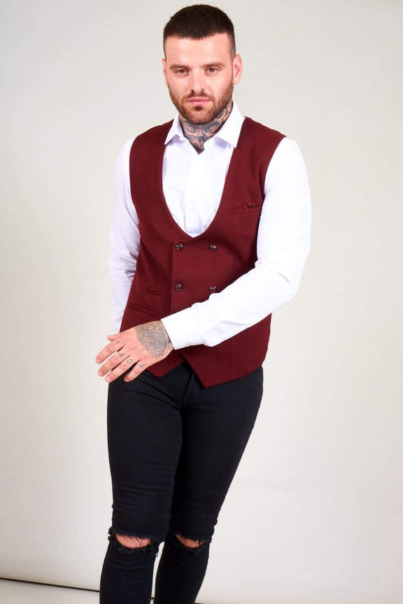 Marc Darcy Kelly Mens Blue Double Breasted Waistcoat