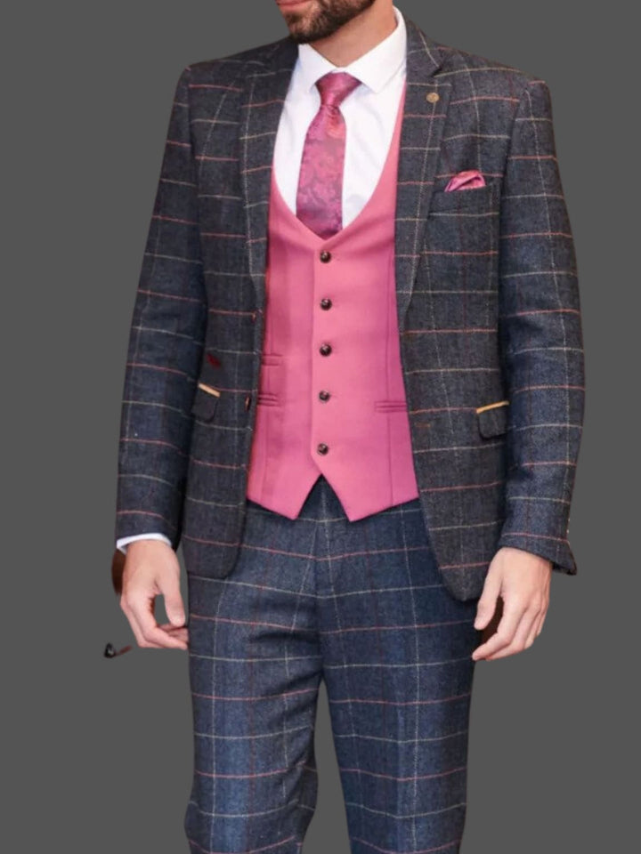 Marc Darcy Kelvin Men’s Berry Single Breasted Waistcoat - Suit & Tailoring