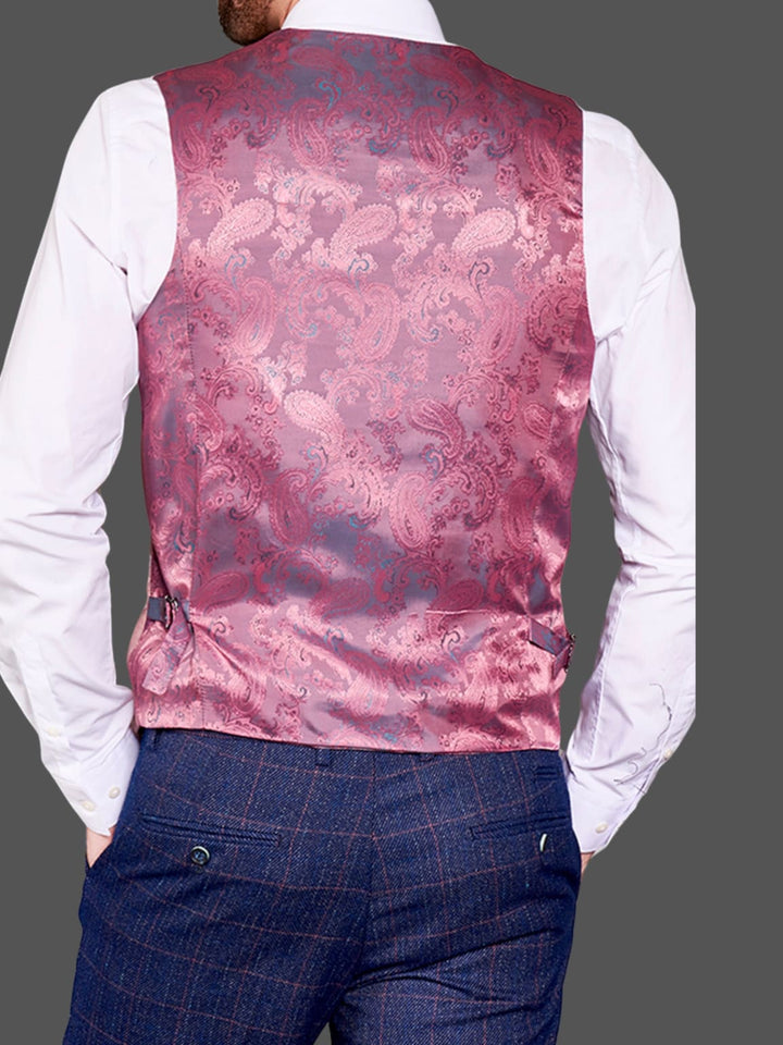 Marc Darcy Kelvin Men’s Pink Double Breasted Waistcoat - WAISTCOATS