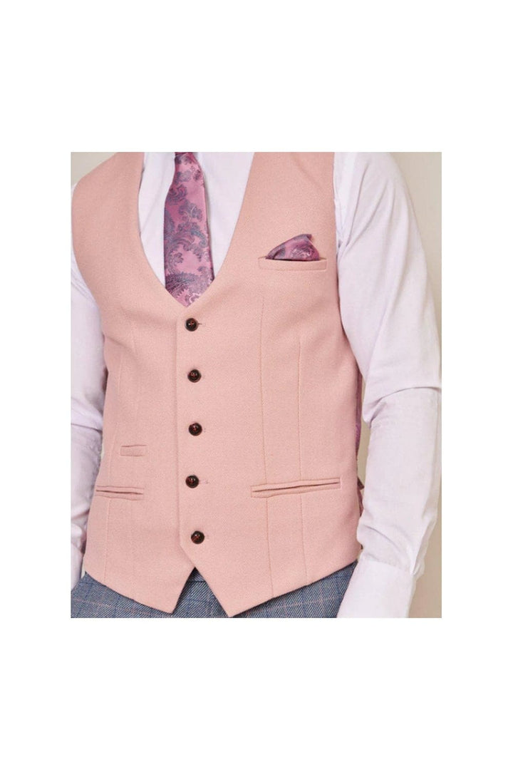 Marc Darcy Kelvin Men’s Pink Single Breasted Waistcoat - WAISTCOATS