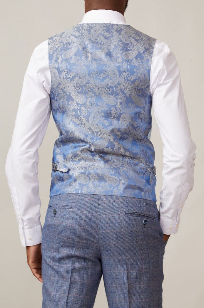 Marc Darcy Kelvin Men’s Sky Blue Single Breasted Waistcoat - Suit & Tailoring