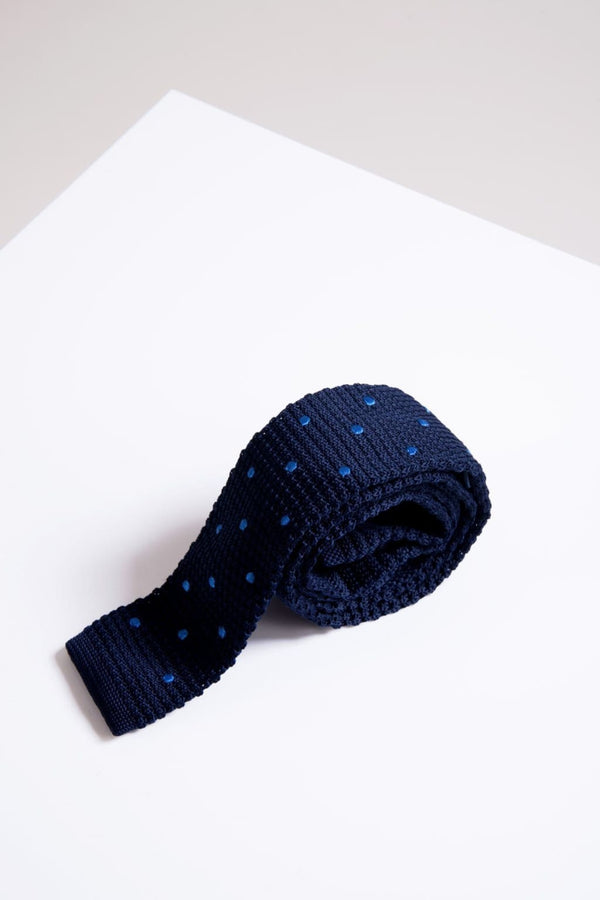 Marc Darcy KT Navy Spot Knitted Tie - accessories