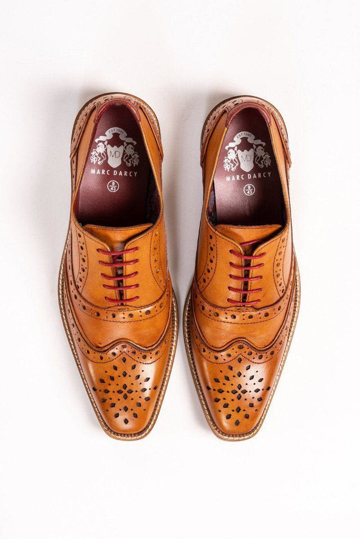 Marc Darcy Larkin Mid Tan Leather Brogue Shoe - Shoes