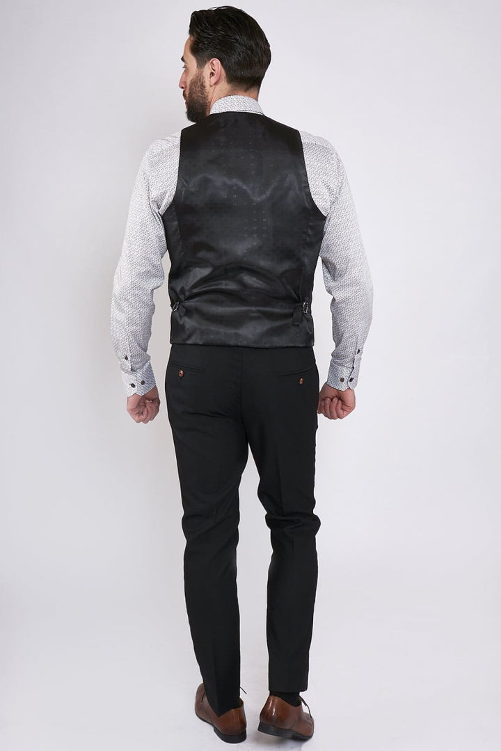 Marc Darcy Max Black Three Piece Suit with Contrast Buttons - Suit & Tailoring