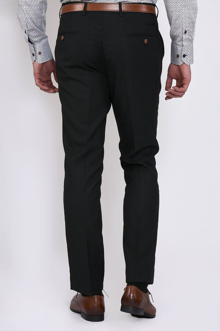 Marc Darcy Max Black Trousers with Contrast Buttons - Suit & Tailoring