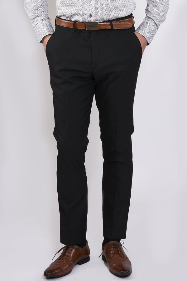 Marc Darcy Max Black Trousers with Contrast Buttons - Suit & Tailoring