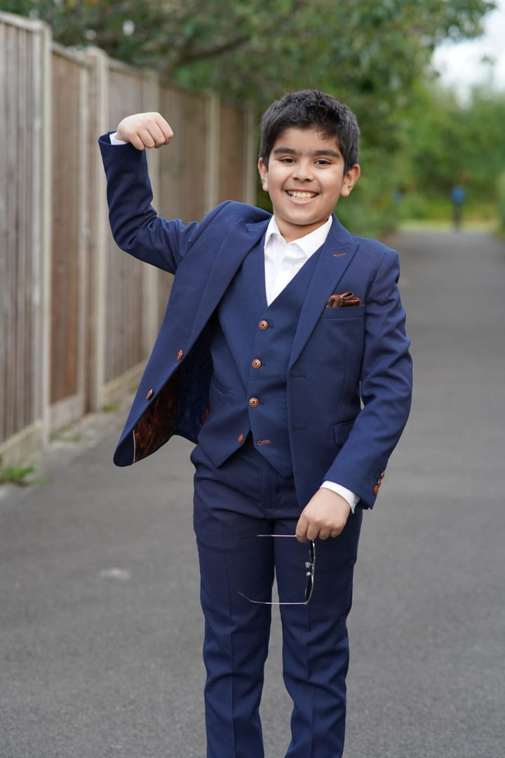 Marc Darcy Max Boy’s Royal Blue Three Piece Suit - 13 YEARS - Pant Suits