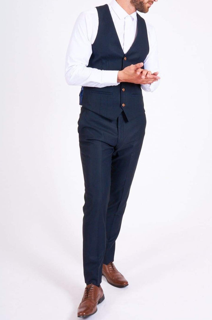 MAX - Navy Single Breasted Waistcoat - Suit & Tailoring