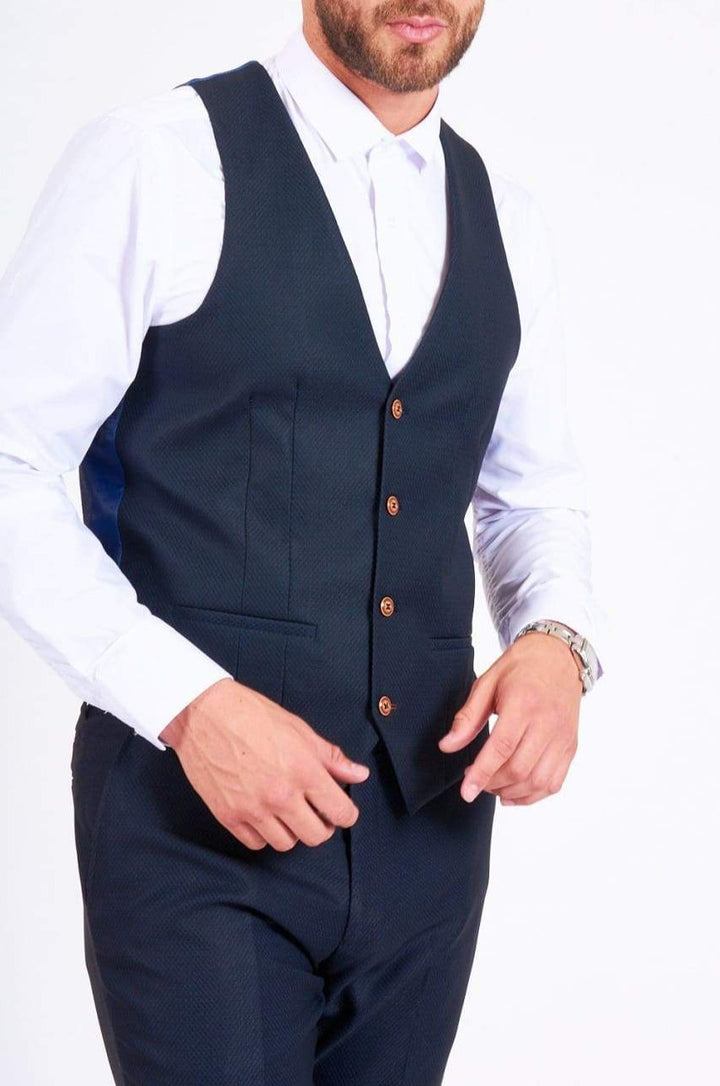 MAX - Navy Single Breasted Waistcoat - 34R - Suit & Tailoring